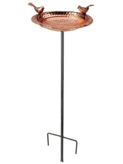 Pure Copper Bird Bath With Two Copper Birds And Multipronged Garden Pole -Garden Care Shop 3 4 crop 8613378 06v