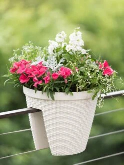 Weave Round Railing Planter, 11" 8 Weave Round Railing Planter, 11" -Garden Care Shop 8598370 8580 tif