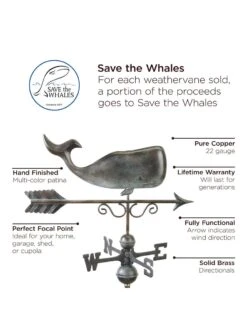 Save The Whales™ Copper Weathervane -Garden Care Shop 8600371 01v