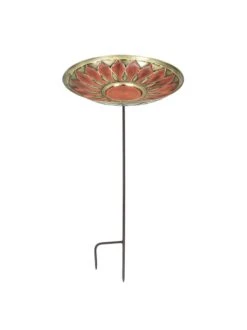 Achla Designs Red African Daisy Birdbath With Stake -Garden Care Shop 8609300 02v