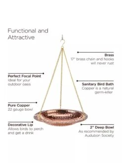 Copper Hanging Birdbath 7 Copper Hanging Birdbath -Garden Care Shop 8609880 04V