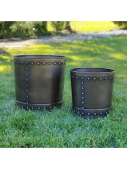 Riveted Planters, Set Of 2 12 Riveted Planters, Set Of 2 -Garden Care Shop 8610081 01v