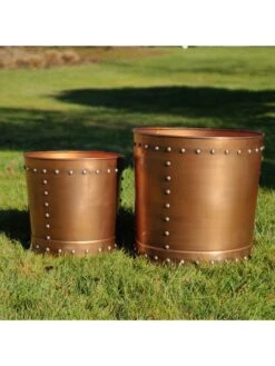 Riveted Planters, Set Of 2 14 Riveted Planters, Set Of 2 -Garden Care Shop 8610081 03v