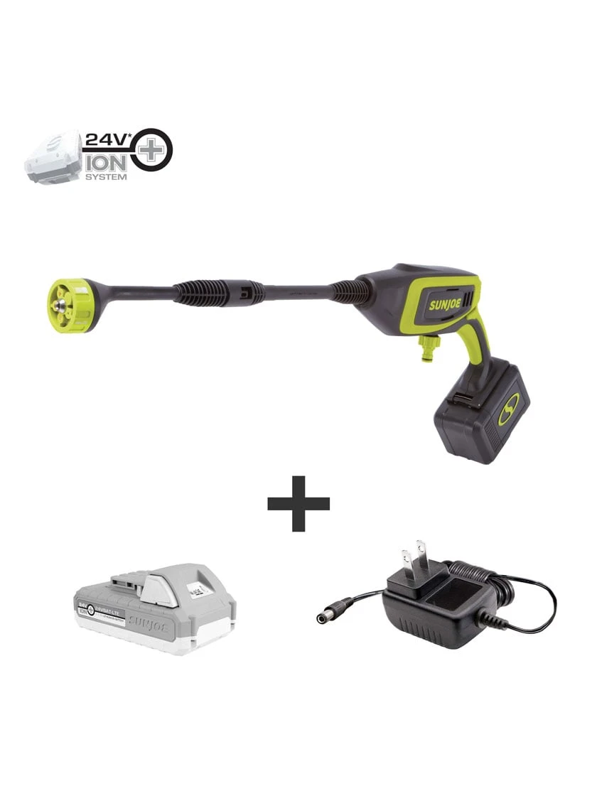 Sun Joe 24V-PP350-LTE 24-Volt ION+ Power Cleaner Kit | W/ 2.0-Ah Battery And Charger | 350 PSI Max | 0.6 GPM Max 3 Sun Joe 24V-PP350-LTE 24-Volt ION+ Power Cleaner Kit | W/ 2.0-Ah Battery And Charger | 350 PSI Max | 0.6 GPM Max