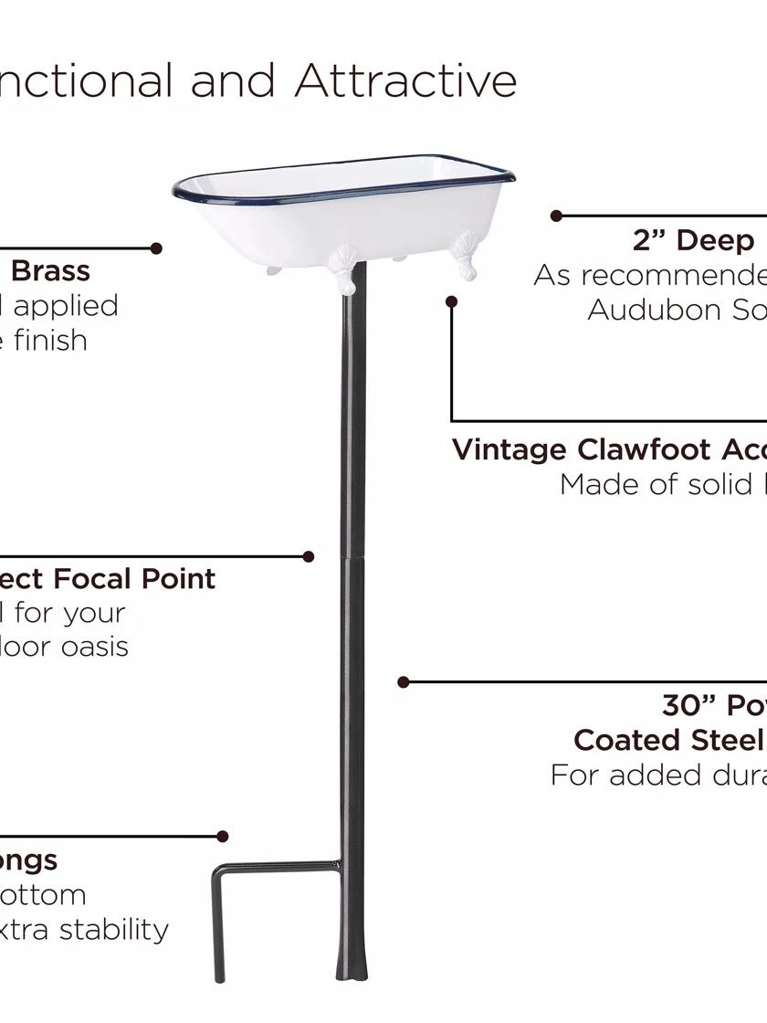 White Enamel Bathtub Birdbath 8 White Enamel Bathtub Birdbath - Image 6