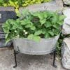 Achla Designs Mini Oval Galvanized Tub With Folding Stand 1 Achla Designs Mini Oval Galvanized Tub With Folding Stand -Garden Care Shop 8612906 02v achla designs mini oval galvanized tub with folding stand