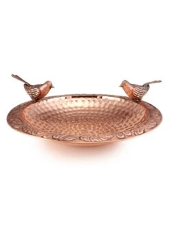Pure Copper Bird Bath With Two Copper Birds And Multipronged Garden Pole -Garden Care Shop 8613378 04v