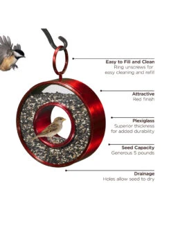Circle Fly-Thru™ Bird Feeder With A Ruby Red Finish -Garden Care Shop 8613383 03v