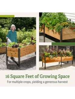 Self-Watering Eco-Stained Elevated Planter Box, 2' X 8' -Garden Care Shop b00eow8fhu raisedbed feature 2